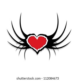 Heart with wings tattoo Illustration.vector heart. abstract background.