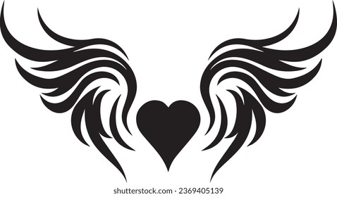 heart with wings for tattoo and sticker