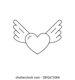 Heart with wings thin line icon. Editable stroke