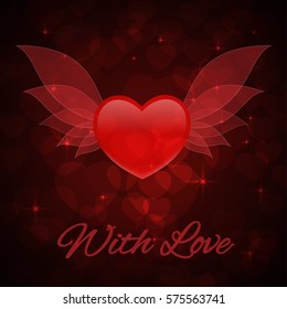 heart with wings for valentines day card. Vector illustration