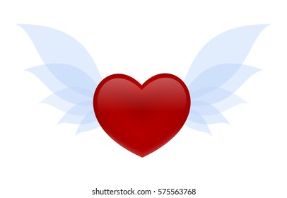 heart with wings for valentines day card. Vector illustration