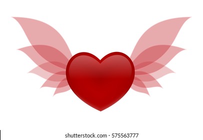 heart with wings for valentines day card. Vector illustration