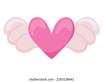 heart with wings valentines day icon isolated