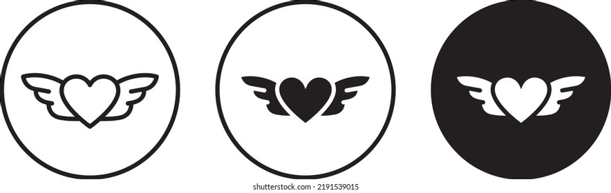 Heart with wings, Valentine's Day vector, sign, symbol, logo, illustration, editable stroke, flat design style isolated on white linear 
