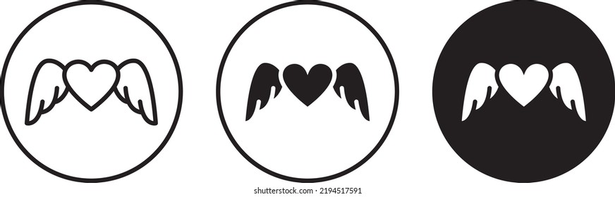 Heart with wings, Valentine's Day vector, sign, symbol, logo, illustration, editable stroke, flat design style isolated on white linear 
