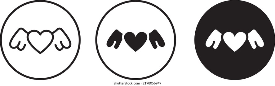 Heart with wings, Valentine's Day vector, sign, symbol, logo, illustration, editable stroke, flat design style isolated on white linear 
