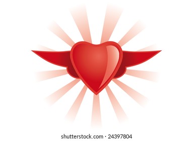 Heart with wings - valentine's day vector symbol