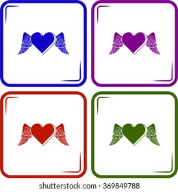 Heart with wings - Valentine's Day vector icon