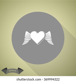 Heart with wings - Valentine's Day vector icon