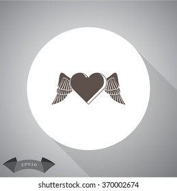 Heart with wings - Valentine's Day vector icon