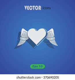 Heart with wings - Valentine's Day vector icon