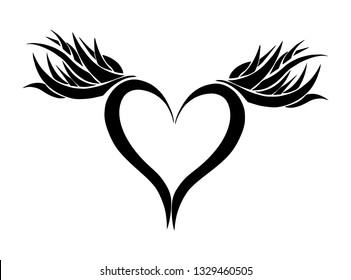 Heart with wings. Vector