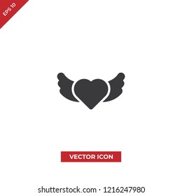 Heart wings vector icon