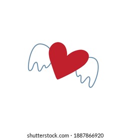 Heart with wings vector icon
