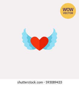 Heart with wings vector icon