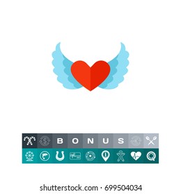Heart with wings vector icon