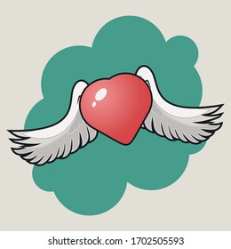 Heart with wings vector illustration