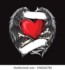 heart with wings vector illustration