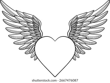 Corazón con alas Ilustración vectorial