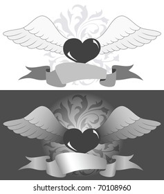 Heart with wings. Vector illustration