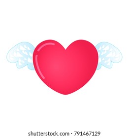 Heart with wings vector illustration isolated on white background