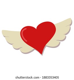 Heart with wings; vector illustration for stickers, postcards, posters, banners.