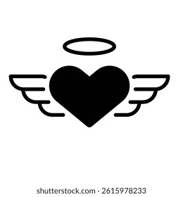 Heart wings vector illustration, symbolizing love, romance, emotional connection, and angelic grace
