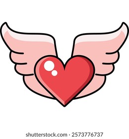 Heart with Wings Vector Isolated Colorful Illustration