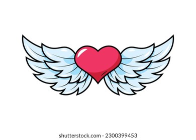 Heart with wings vector isolated on white background