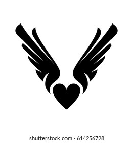 Heart with wings vector logo illustration isolated sign symbol. Icon pictogram for web graphics