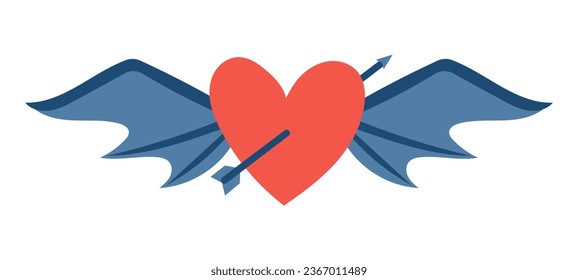 heart with wings vector valentine illustration