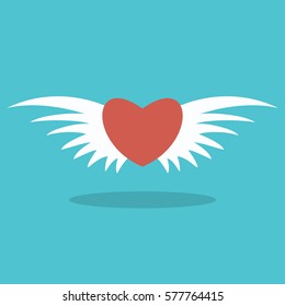 Heart with wings for web design