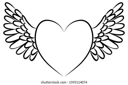 Heart with wings. Winged heart. Love that gives wings.