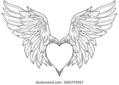 Heart with wings. Winged heart. Love that gives wings.