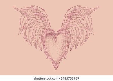 Heart with wings. Winged heart. Love that gives wings.