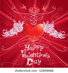 Heart and wings,abstract background for Valentine`s Day design