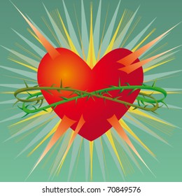 heart with wire of thorn