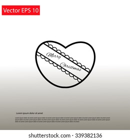 heart with a wish of merry Christmas. Vector icon