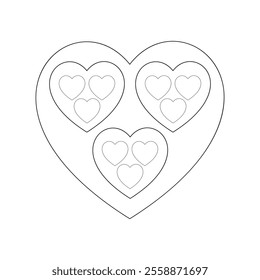 Heart Within Hearts line art