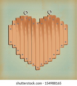 heart wood over beige background vector illustration 