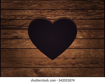 Heart in wood, vector