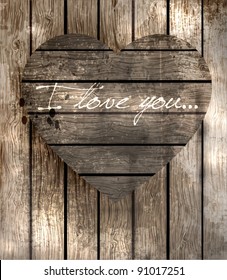Heart in wood, vector