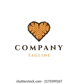 Heart of wooden logo design template flat vector