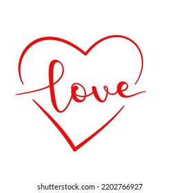 Heart with word Love, valentine's day. Vector illustration