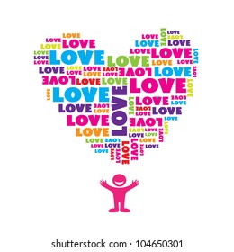 Heart of the word "love." Vector concept