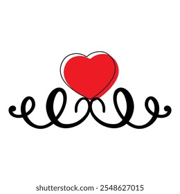 a heart with the word "love" and wings. a doodle style love symbol  Red Heart pierced by an arrow of love. Cute doodle Hand drawn vector  design eps 10 