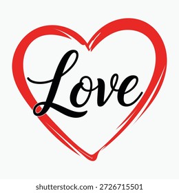 A heart with the word love written in cursive font