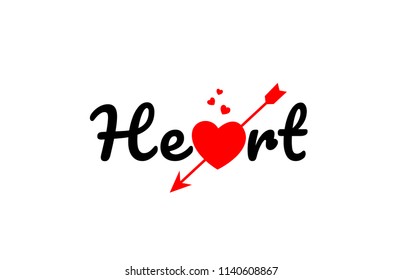 heart word text with red broken heart with arrow concept, suitable for logo or typography design