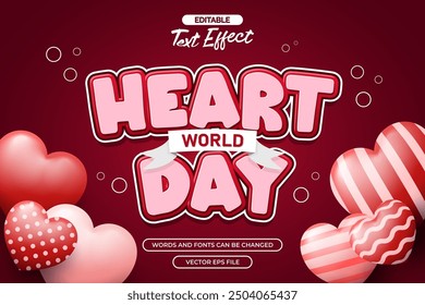 Heart World Day editierbarer Texteffekt mit Herzform