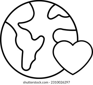 heart world globe global map Outline